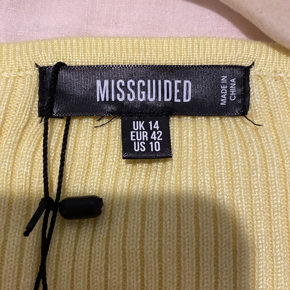 NWT Missguided / Fun Sweetheart Diamante Button LS Sweater Top. Yellow. Knit. - Picture 7 of 12